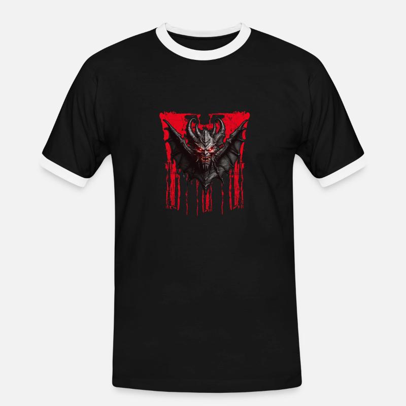 Devilish Bat Devil - Men's Ringer Shirt - black/white