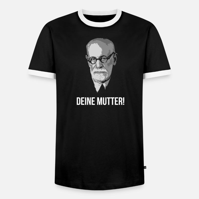 Sigmund Freud Deine Mutter Spruch - Männer Kontrast-T-Shirt - Schwarz/Weiß