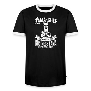 Lama des affaires : Pas de drame, juste le travail - T-shirt contrasté Homme - noir/blanc - Devant - AI Model Female 172 light (172cm) & AI Model Male 178 light (178cm)