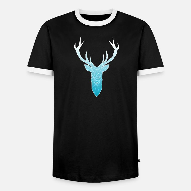 Hirschkopf im Triangel-Design (hellblau) - Männer Kontrast-T-Shirt - Schwarz/Weiß
