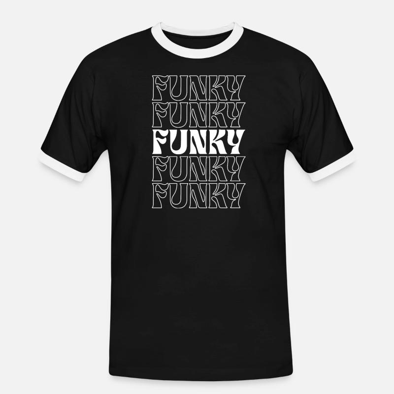 Funky Repeating Text Pattern - Men's Ringer Shirt - black/white