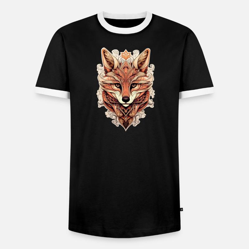 Fuchs Ornamenteler Stil - Boho - Männer Kontrast-T-Shirt - Schwarz/Weiß