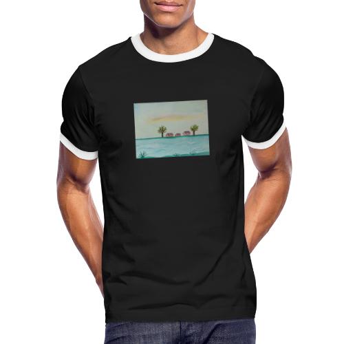Fluss mit Hütten - Männer Kontrast-T-Shirt