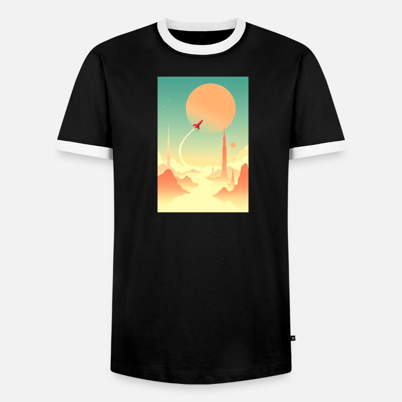 First Journeys Beyond Distant Horizons - Men's Ringer Shirt - black/white
