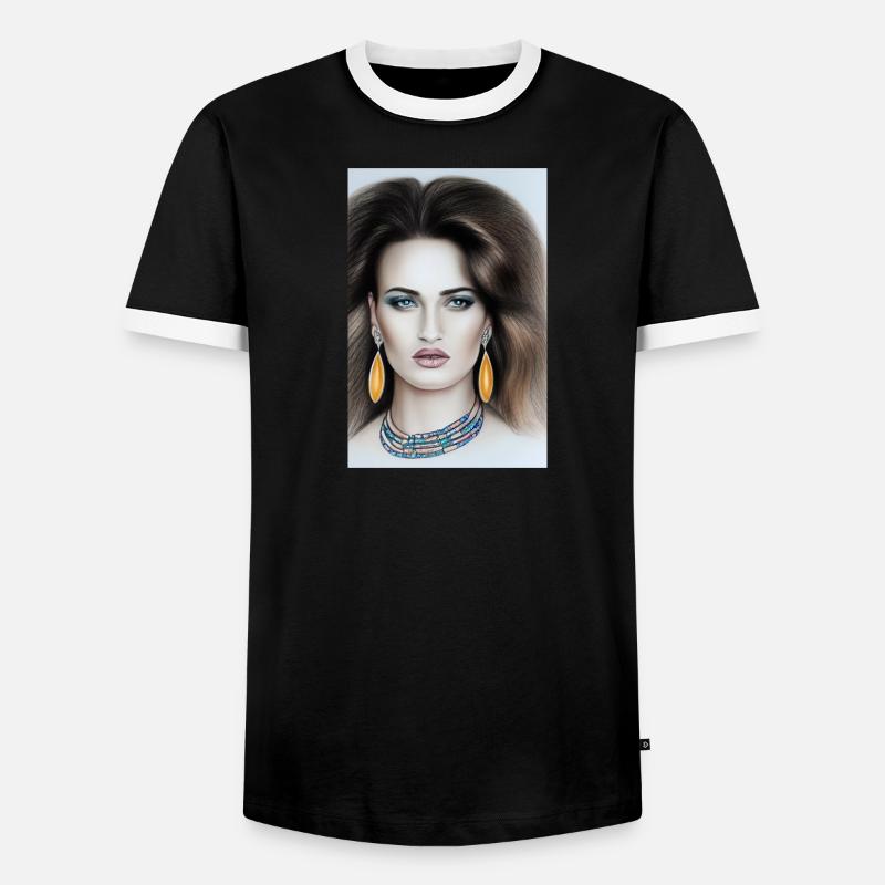 Frau mit Schmuck - Männer Kontrast-T-Shirt - Schwarz/Weiß