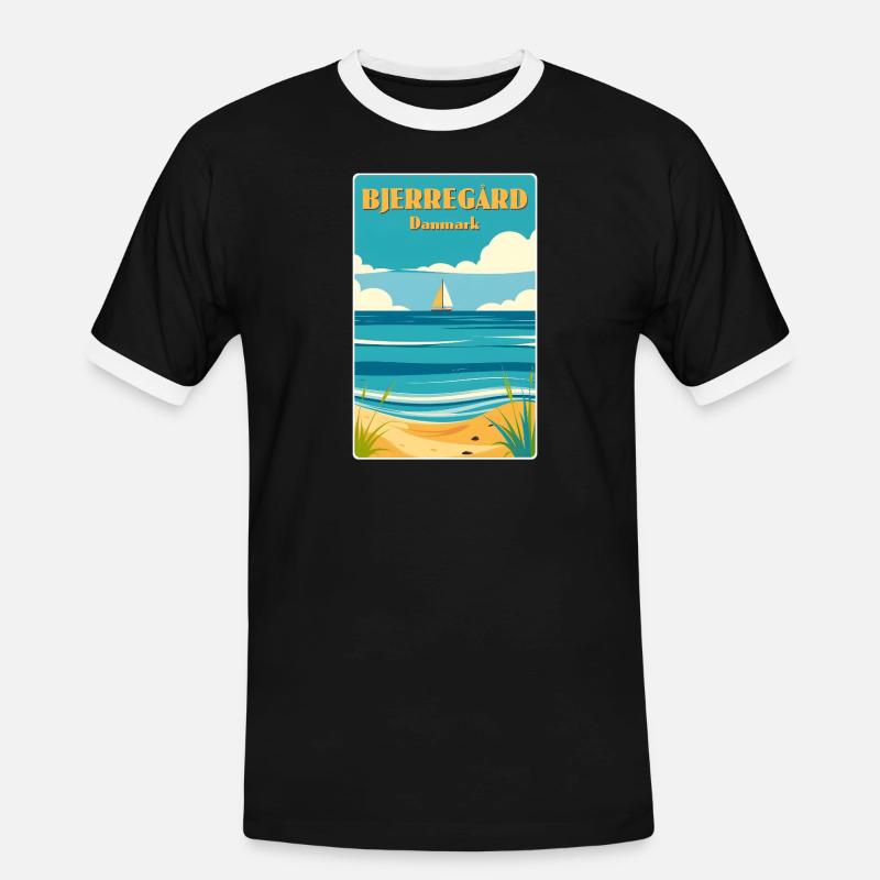 Bjerregard Dänemark - Männer Kontrast-T-Shirt - Schwarz/Weiß