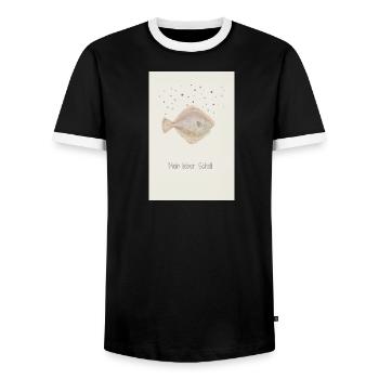 My dear Scholli fish design - Men's Ringer Shirt - black/white - Front - AI Model Female 172 light (172cm) & AI Model Male 178 light (178cm)