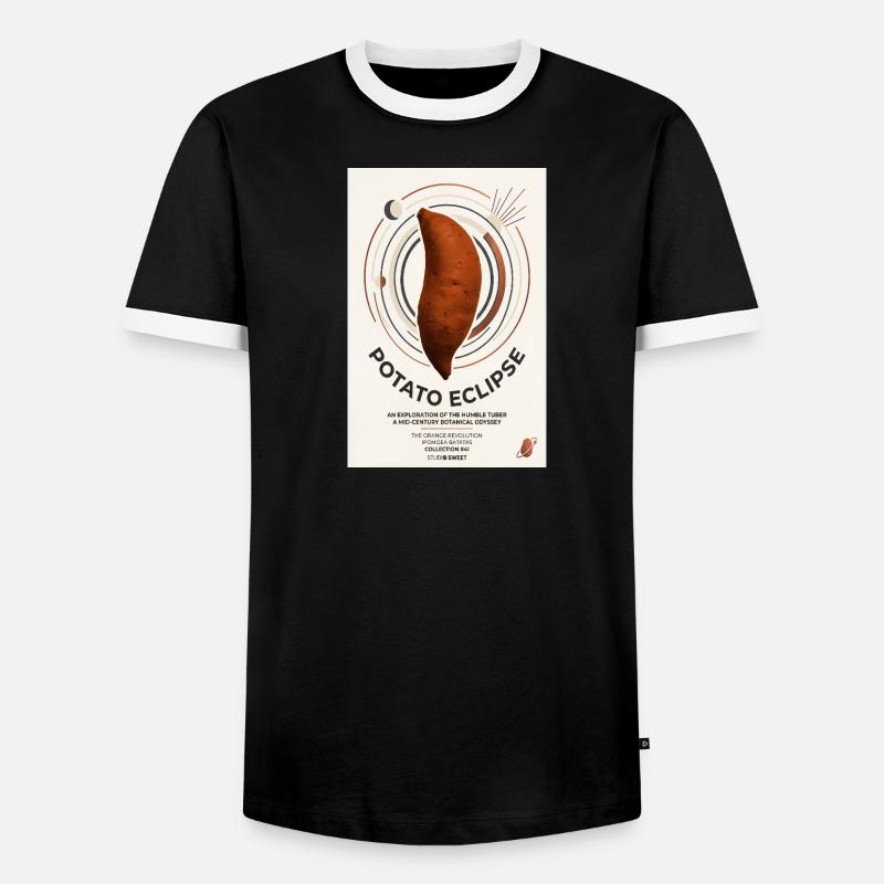 Potato Eclipse: Humble Tuber Odyssey - Men's Ringer Shirt - black/white