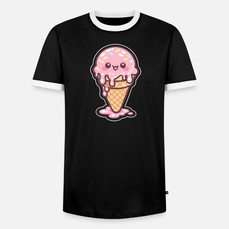 Kawaii Eiscreme mit Sprinkles - Männer Kontrast-T-Shirt - Schwarz/Weiß