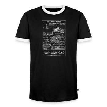 Plan directeur de la ville de Stockholm - T-shirt contrasté Homme - noir/blanc - Devant - AI Model Female 172 light (172cm) & AI Model Male 178 light (178cm)