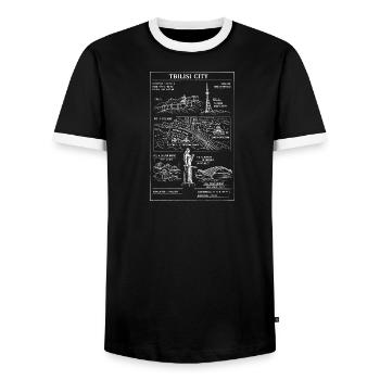 Carte esquissée de la ville de Tbilissi - T-shirt contrasté Homme - noir/blanc - Devant - AI Model Female 172 light (172cm) & AI Model Male 178 light (178cm)