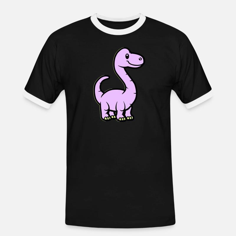 Dinosaurier Brontosaurus Comic - Männer Kontrast-T-Shirt - Schwarz/Weiß