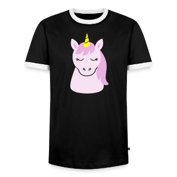 Cute unicorn with closed eyes - Men's Ringer Shirt - black/white - Front - AI Model Female 172 light (172cm) & AI Model Male 178 light (178cm)
