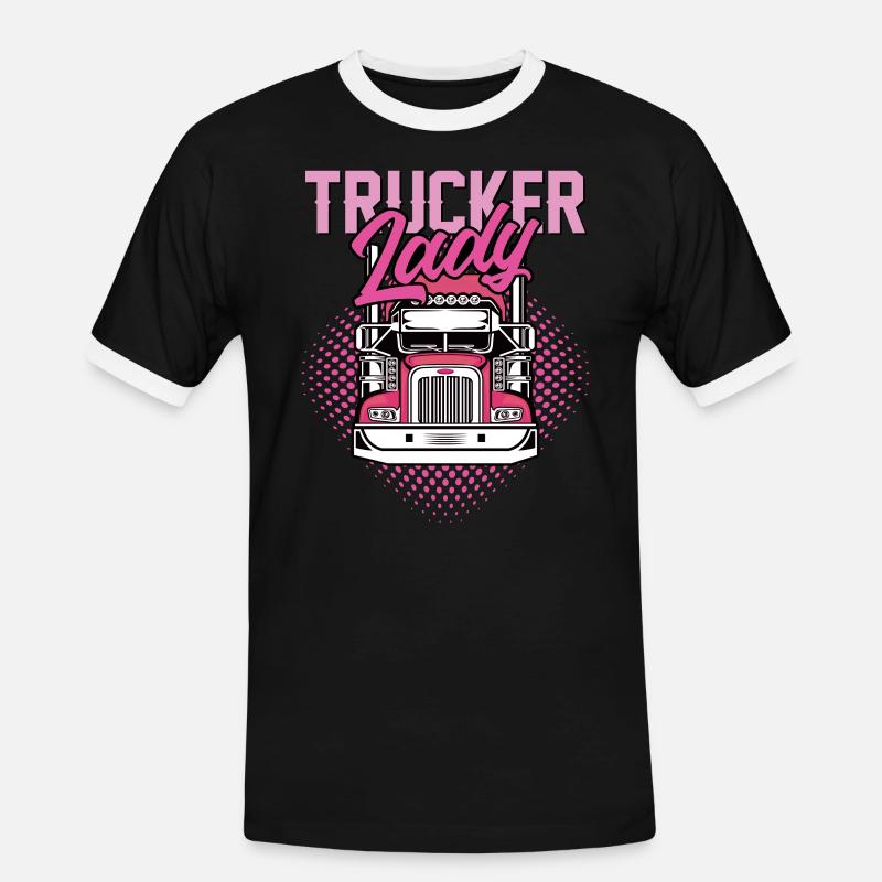 LKW Fahrerin oder Fernfahrerin Geschenkidee - Männer Kontrast-T-Shirt - Schwarz/Weiß