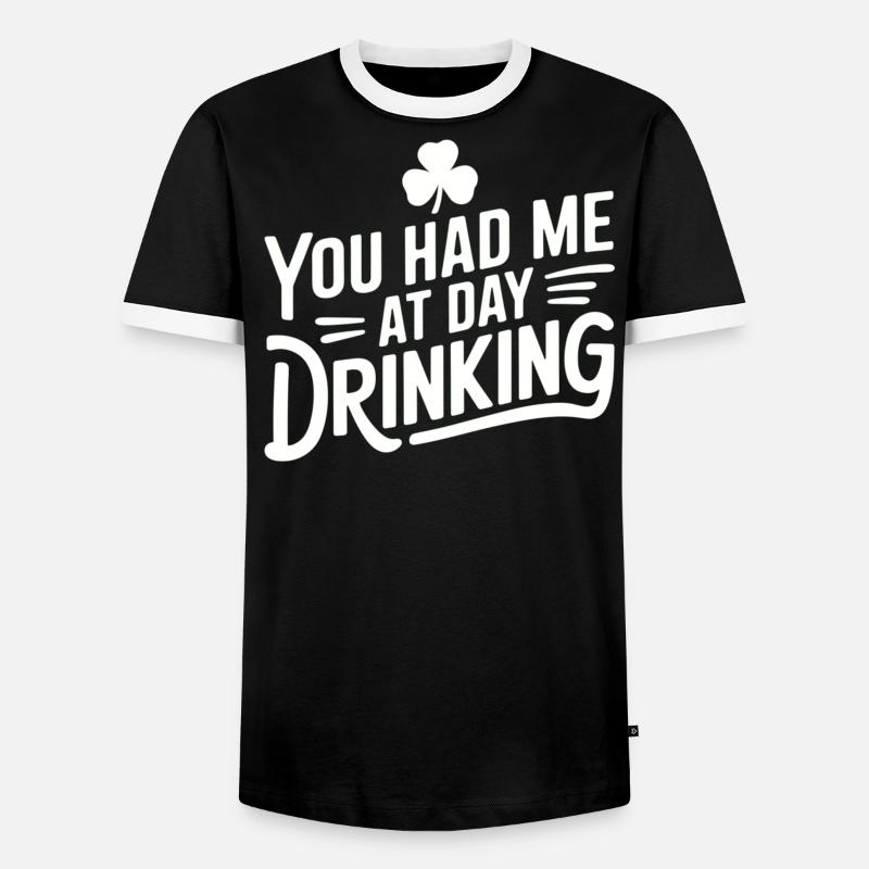 Day drinking convinces immediately - Men's Ringer Shirt - black/white