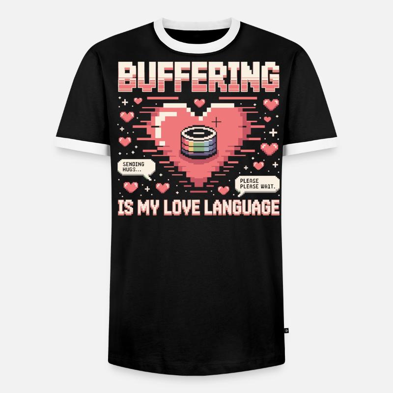 Pixel Heart Loading Bar - Men's Ringer Shirt - black/white