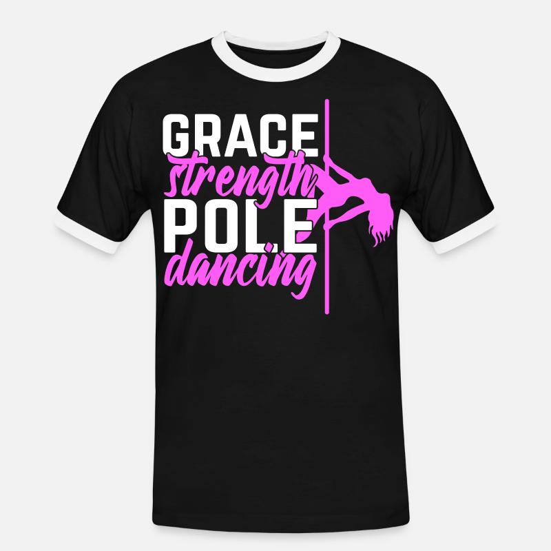 Pole Dance Dancer, Pole Dance, Pole Dancing - Koszulka męska z kontrastowymi wstawkami - czarny/biały