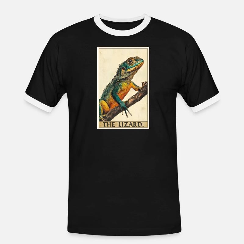 Eidechsen Eidechse - Männer Kontrast-T-Shirt - Schwarz/Weiß