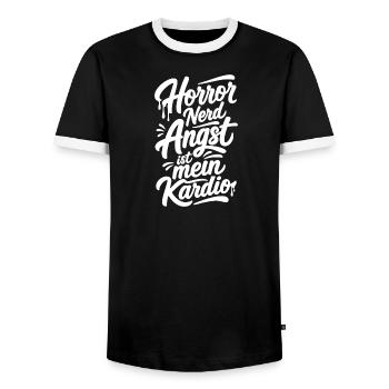 Horror Nerd Filmabend Comic Szene - Männer Kontrast-T-Shirt - Schwarz/Weiß - Vorne - AI Model Female 172 light (172cm) & AI Model Male 178 light (178cm)