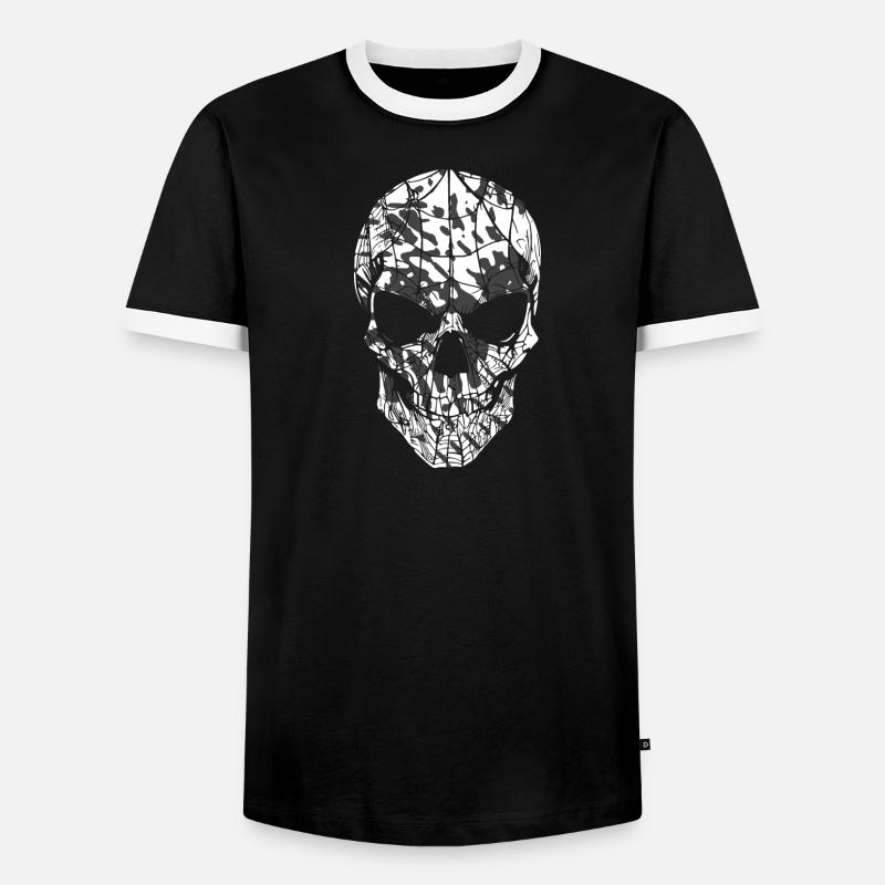 Skull Camouflage Pattern Black White - Men's Ringer Shirt - black/white