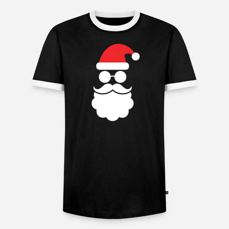 Weihnachtsmann mit Bart Minimal Kopf Design - Männer Kontrast-T-Shirt - Schwarz/Weiß