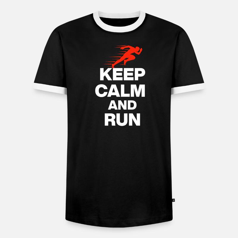 KEEP CALM AND RUN! - Men's Ringer Shirt - black/white