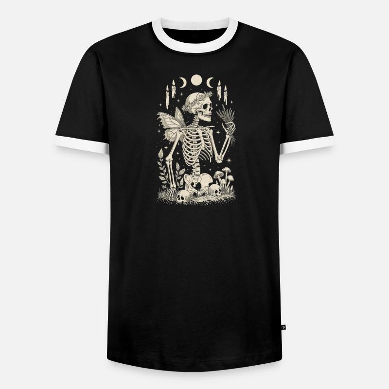 Gothic Skelett Fee mit Mondphasen - Männer Kontrast-T-Shirt - Schwarz/Weiß