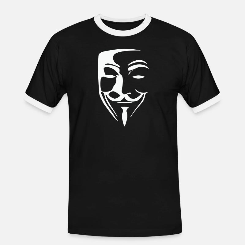 Anonymous Mask - Men's Ringer Shirt - black/white