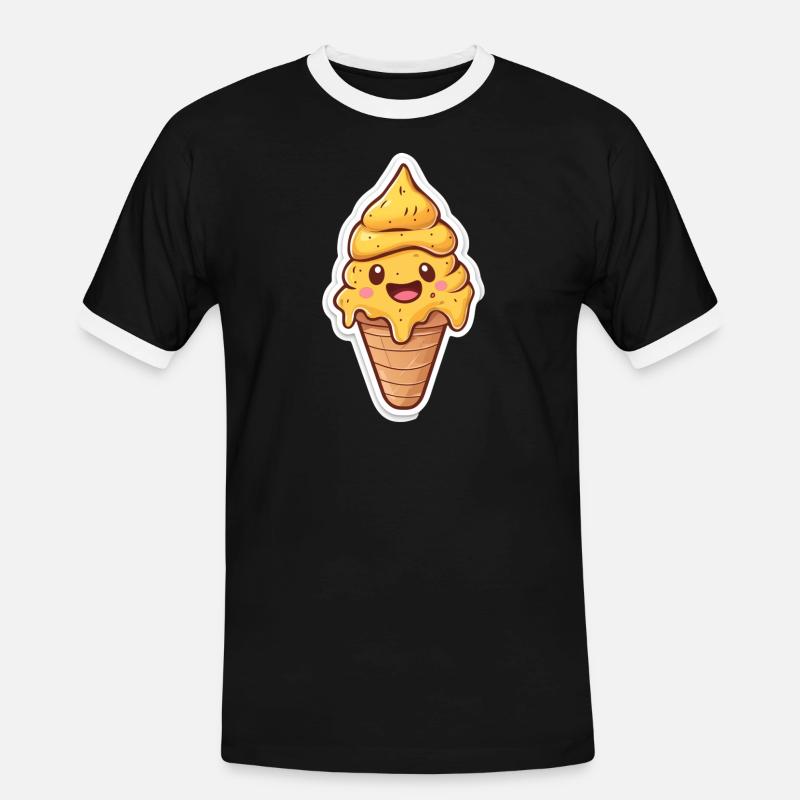 Eiscreme Eis - Männer Kontrast-T-Shirt - Schwarz/Weiß