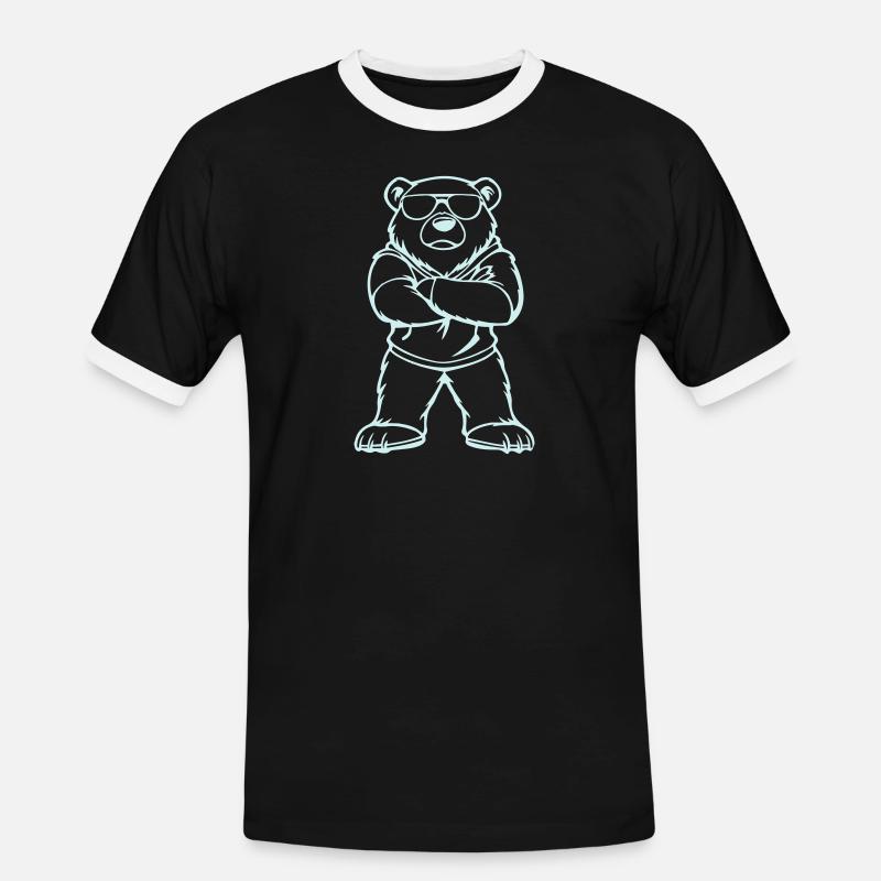 eisbär comic cool - Männer Kontrast-T-Shirt - Schwarz/Weiß