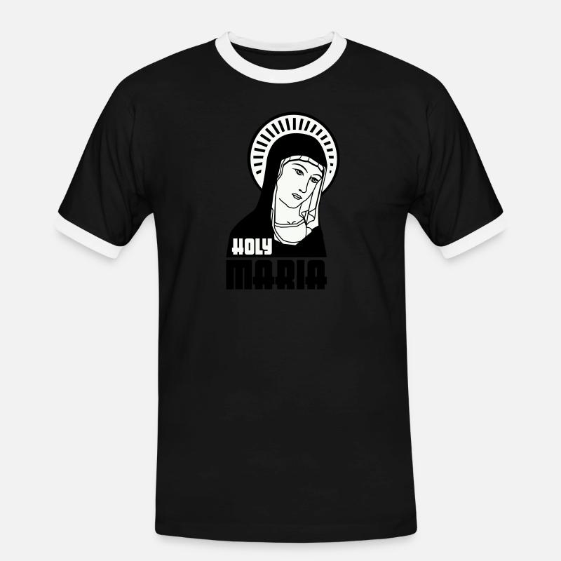 Holy Maria - Männer Kontrast-T-Shirt - Schwarz/Weiß