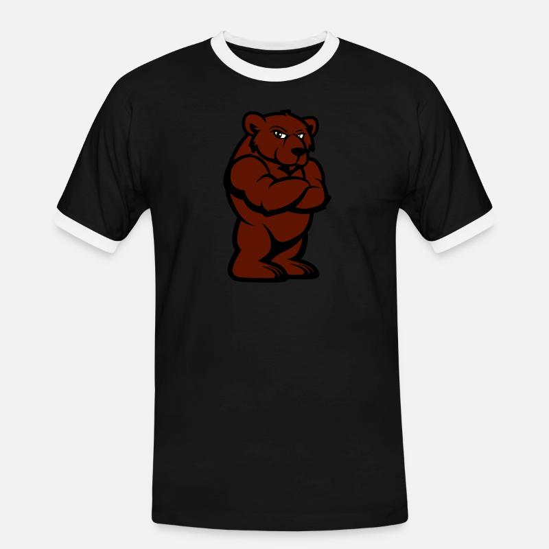 Bear Comic - Men's Ringer Shirt - black/white