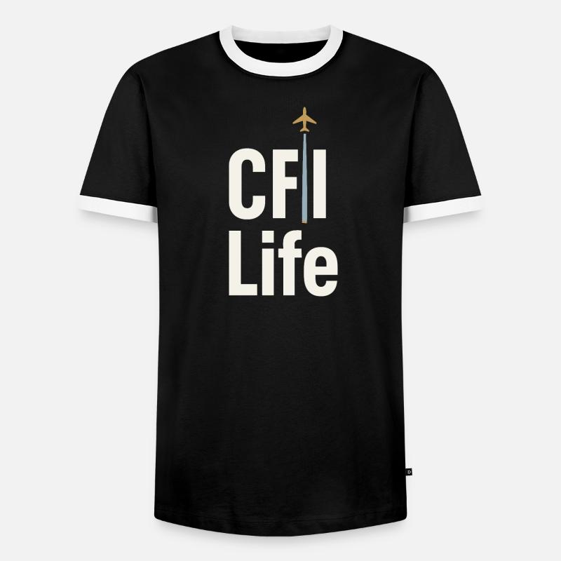 Fluglehrer Cfi Pilot Luftfahrtlehrer - Männer Kontrast-T-Shirt - Schwarz/Weiß