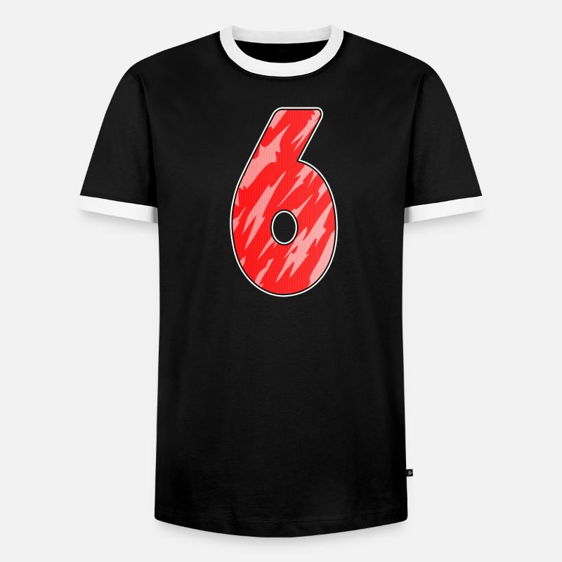 Number 6 Pattern Red - Men's Ringer Shirt - black/white