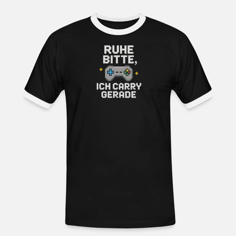 Silence Please Pixel Controller Graphics - Men's Ringer Shirt - black/white