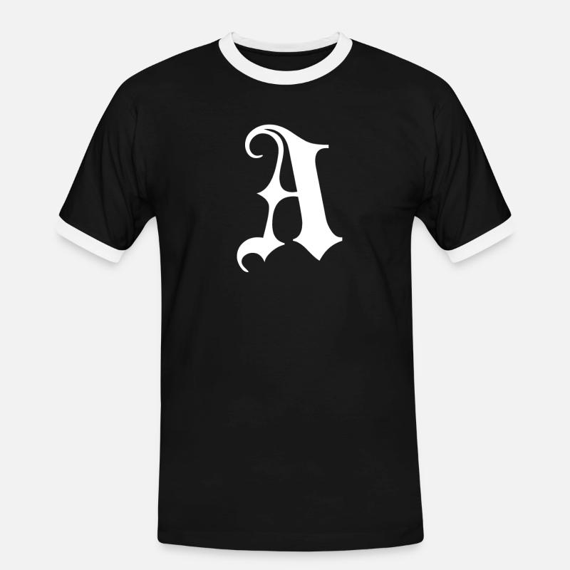 Gothic Monogram A Script - Men's Ringer Shirt - black/white