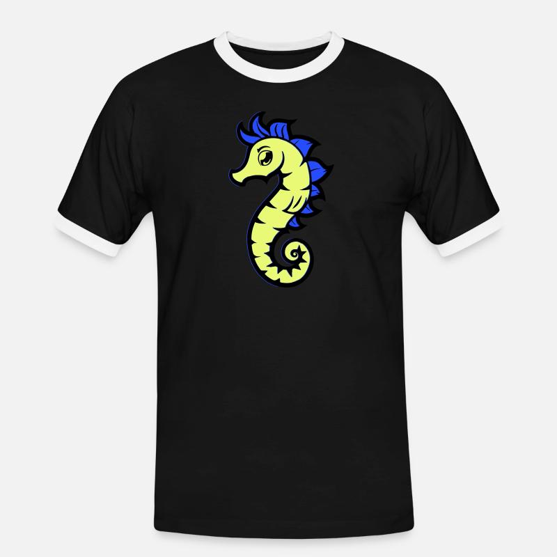 seepferd seepferdchen comic - Männer Kontrast-T-Shirt - Schwarz/Weiß