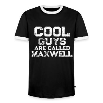 Les gars cool s’appellent Maxwell - T-shirt contrasté Homme - noir/blanc - Devant - AI Model Female 172 light (172cm) & AI Model Male 178 light (178cm)