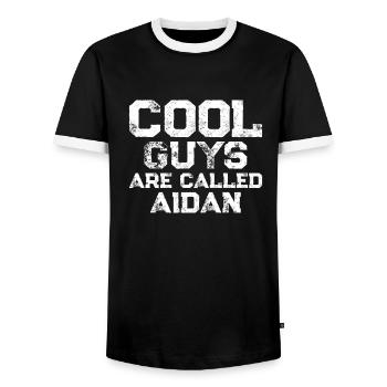 Cool guys are called Aidan - Männer Kontrast-T-Shirt - Schwarz/Weiß - Vorne - AI Model Female 172 light (172cm) & AI Model Male 178 light (178cm)