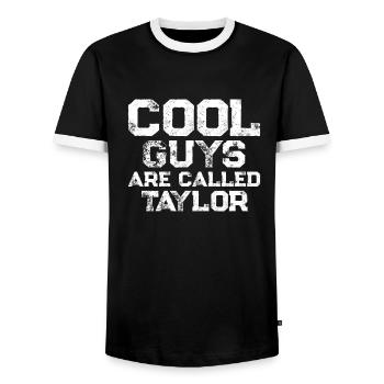 Cool guys are called Taylor - Men's Ringer Shirt - black/white - Front - AI Model Female 172 light (172cm) & AI Model Male 178 light (178cm)
