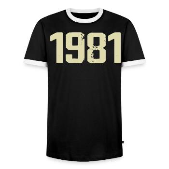 Jubilé 1981 - T-shirt contrasté Homme - noir/blanc - Devant - AI Model Female 172 light (172cm) & AI Model Male 178 light (178cm)