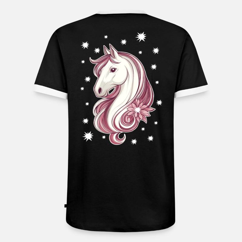 Pferd mit Sternen - Männer Kontrast-T-Shirt - Schwarz/Weiß