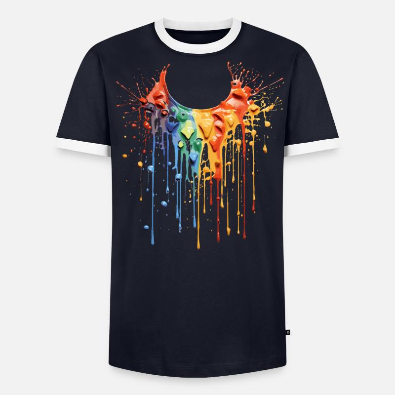Collier de couleur arc-en-ciel T-shirt contrasté Homme