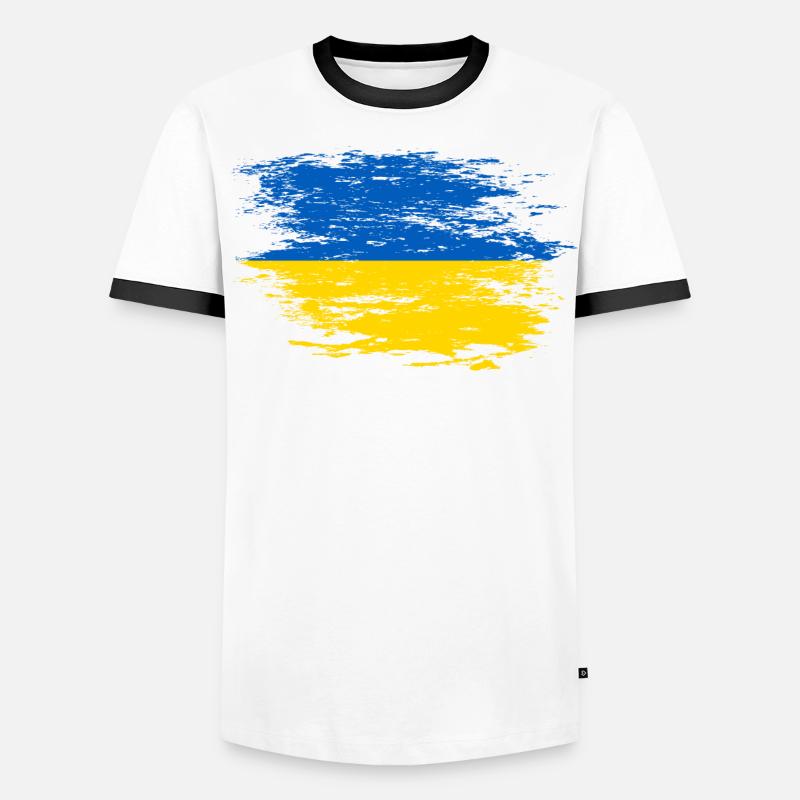 Drapeau ukrainien utilisé T-shirt contrasté Homme