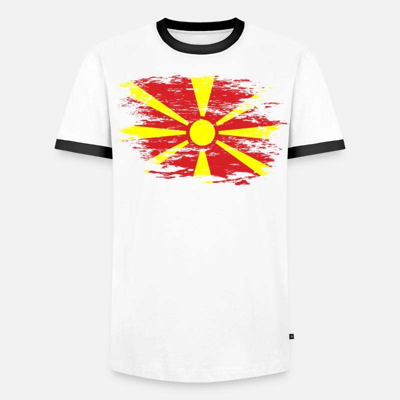 Drapeau de la Macédoine utilisé T-shirt contrasté Homme