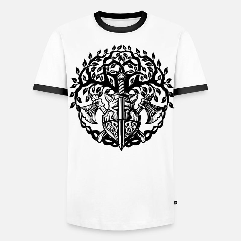 Celtic Ireland Viking Celtic Knot Pattern Tree Men's Ringer Shirt