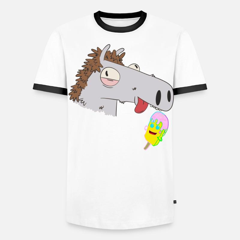Pferdekopf Eiskrem Kinder Sommer Kind Pferd Pferde Men's Ringer Shirt