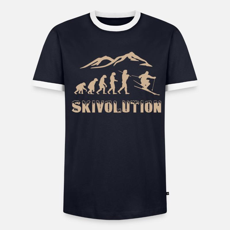 Ski Evolution Skifahrer Schnee Winter Männer Kontrast-T-Shirt