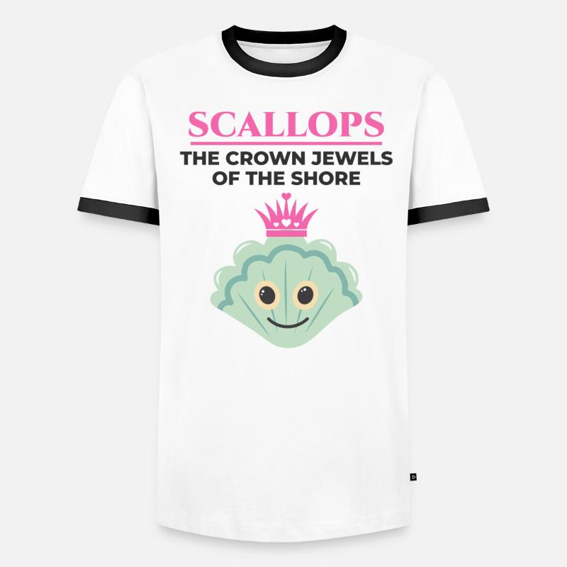 Scallop Seashells Collector Beachcomber Shellfish Men's Ringer Shirt