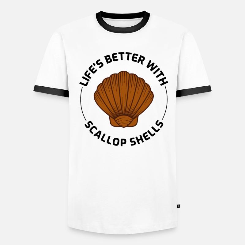Scallop Seashells Collector Beachcomber Shellfish Men's Ringer Shirt